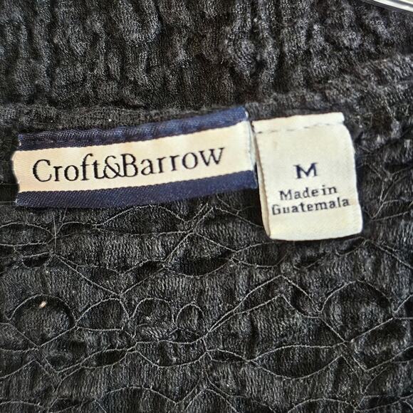 Croft and Barrow Long Sleeve Lightweight Black Textured Shirt Medium - Picture 3 of 7